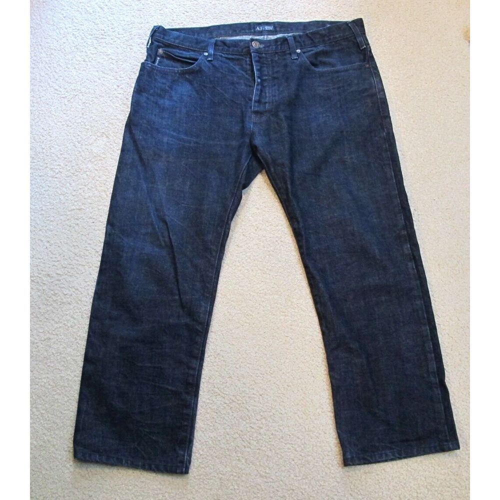 Men's Size 38 x 27 Armani‎ Men's Dark Blue Cotton Classic Wash Denim Jeans